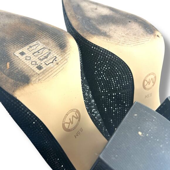 Michael Kors Maxine Pumps Size 8.5 Black Studded Rhienstone Pointed Toe Heels - Picture 13 of 15